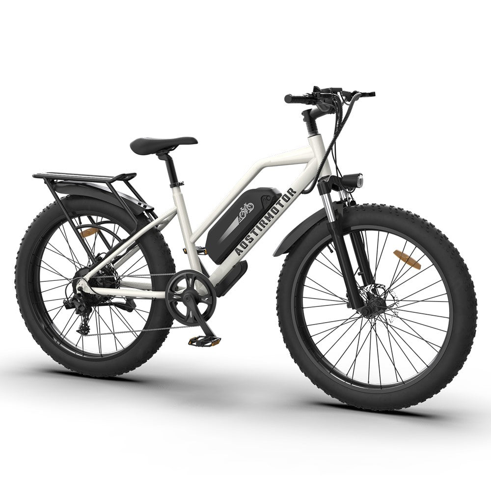 AOSTIRMOTOR S07-G Electric Mountain Bike 750W Motor 48V 13AH E-Bike with Rack and Fender 26X4.0" Inch Fat Tire Bike Electric Bicycle for Adults