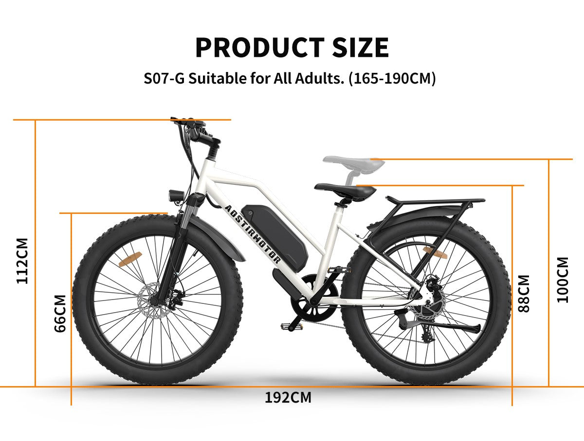 AOSTIRMOTOR S07-G Electric Mountain Bike 750W Motor 48V 13AH E-Bike with Rack and Fender 26X4.0" Inch Fat Tire Bike Electric Bicycle for Adults